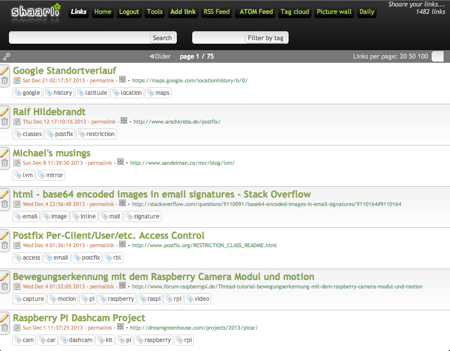 Shaarli Screenshot